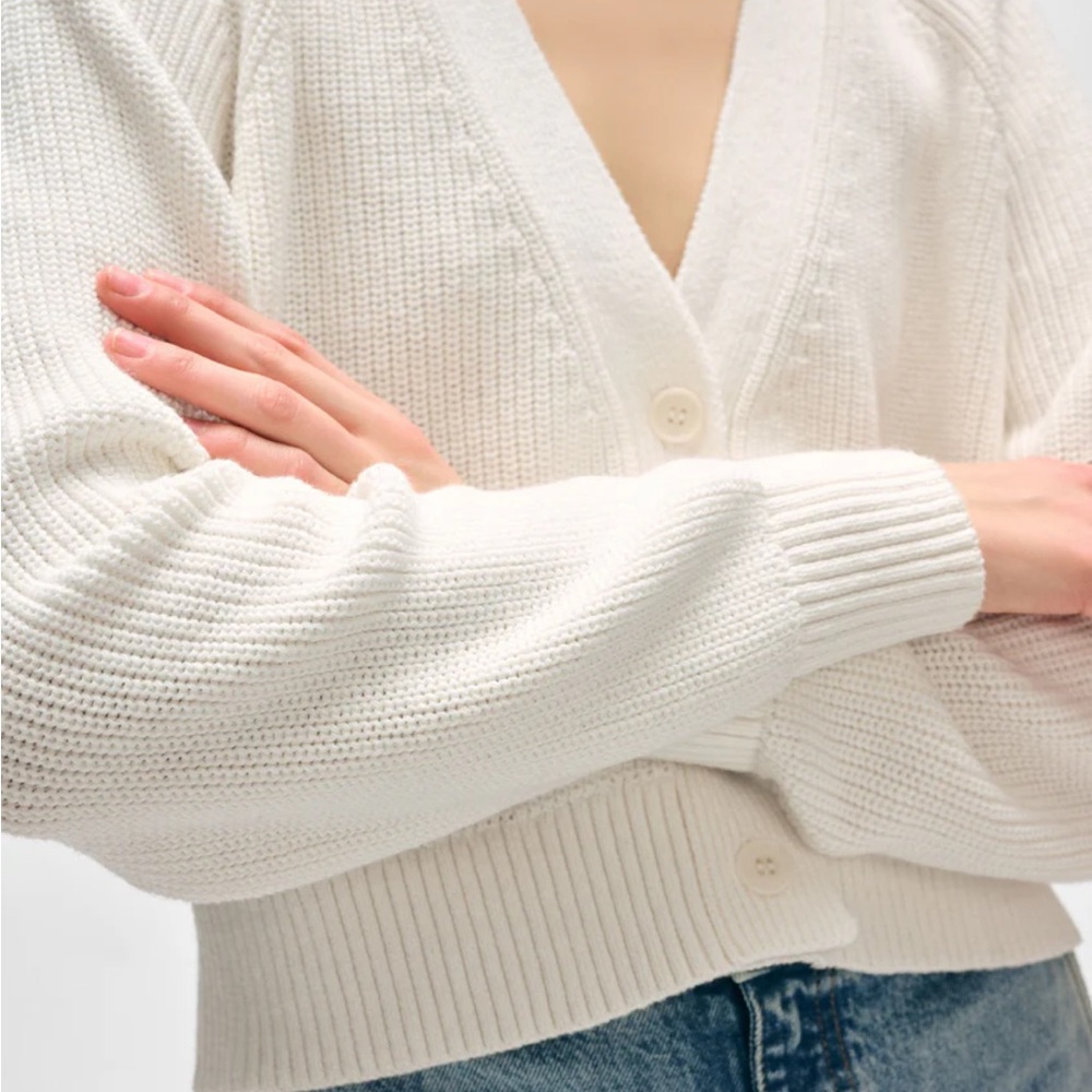 White + Warren Ivory Button-Up Cardigan - Picture 5 of 9